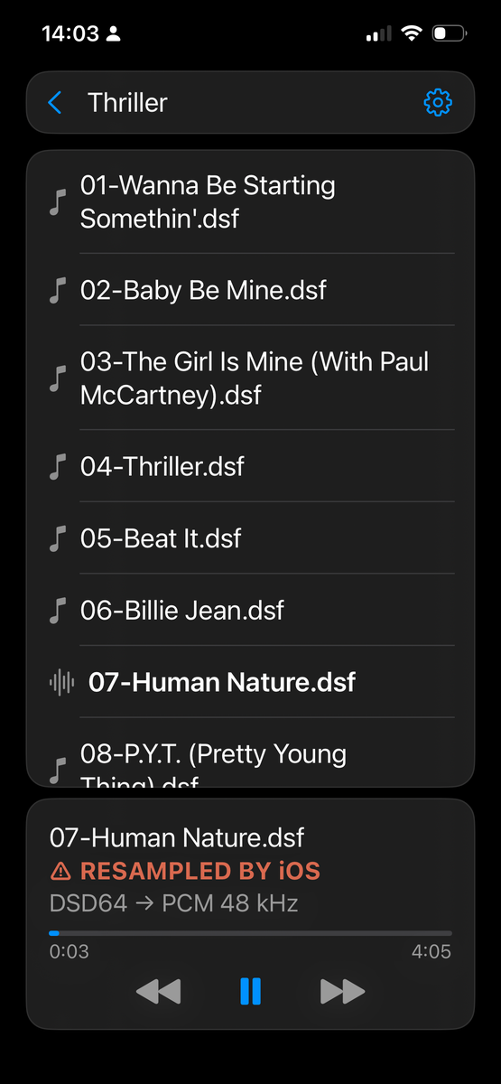 Desibel on iPhone honestly disclosing a RESAMPLED BY iOS badge